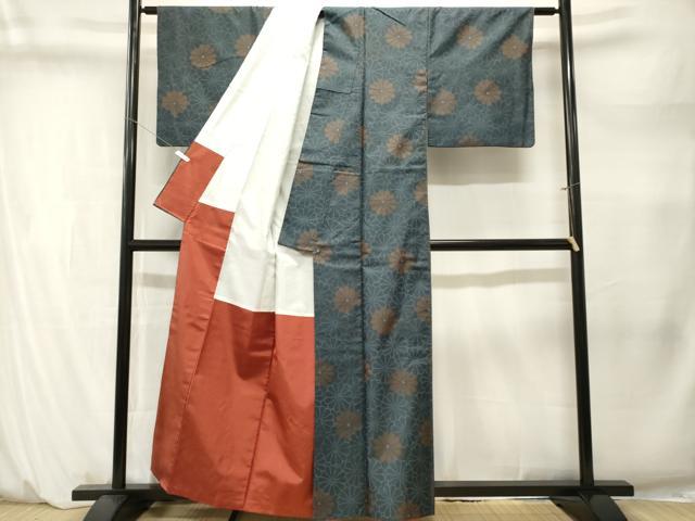 平和屋着物■本場大島紬　菊尽くし文　正絹　逸品　CABM1456ev
