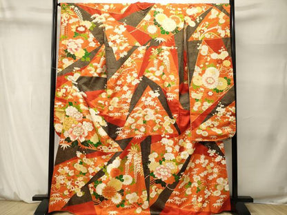 平和屋着物■豪華振袖　駒刺繍　切嵌松竹梅花文　金彩　正絹　逸品　CABM1464ev