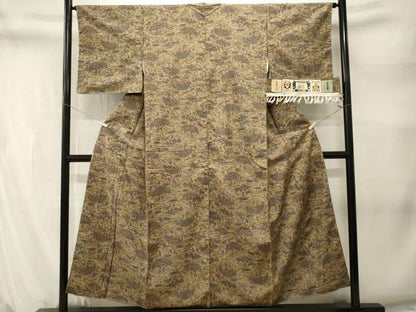 平和屋着物■結城紬　人物風景文　証紙付き　正絹　逸品　CABM1466ev