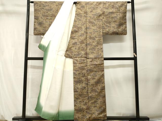 平和屋着物■結城紬　人物風景文　証紙付き　正絹　逸品　CABM1466ev