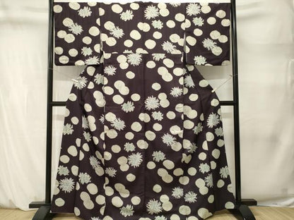 平和屋着物●上質な小紋　乱菊溢れ松葉丸文　正絹　逸品　CABM1468ev