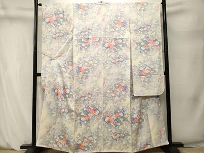 平和屋着物■豪華振袖　扇面草花文　暈し染め　銀彩　正絹　逸品　CABM1469ev