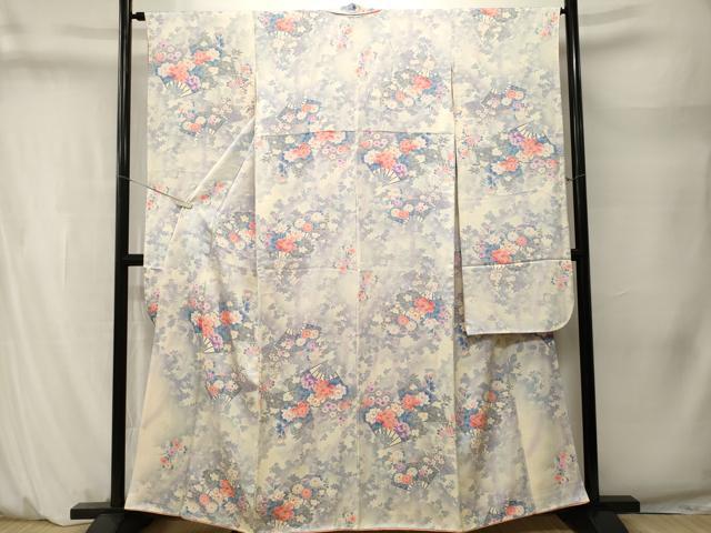平和屋着物■豪華振袖　扇面草花文　暈し染め　銀彩　正絹　逸品　CABM1469ev
