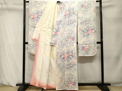 平和屋着物■豪華振袖　扇面草花文　暈し染め　銀彩　正絹　逸品　CABM1469ev