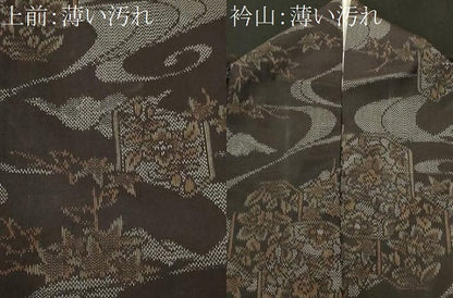 平和屋着物■上質な紬　流水亀甲花文　黒地　正絹　逸品　CABM1473ev