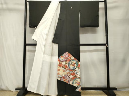 平和屋着物■豪華黒留袖　鳳凰吉祥花唐草文　金彩　正絹　逸品　CABM1482ev