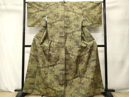 平和屋着物■本場大島紬　7マルキ　籬草花文　正絹　逸品　CABM1483ev