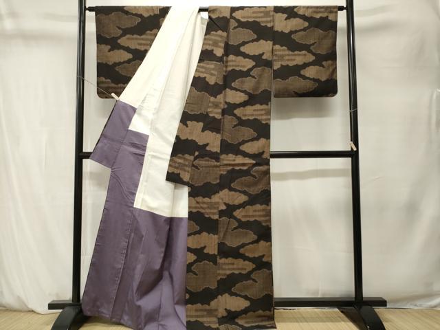 平和屋着物■上質な紬　雲取りエ霞文　正絹　逸品　CABM1492ev