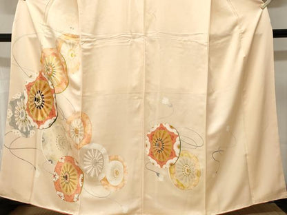 平和屋着物■訪問着　刺繍　源氏車花文　正絹　逸品　CABM1499ev