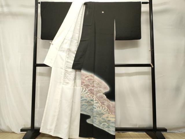 平和屋着物■豪華黒留袖　駒刺繍　浜松片輪車文　暈し染め　金銀彩　正絹　逸品　CABM1500ev