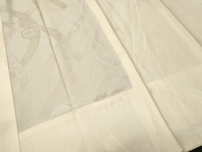 平和屋着物■長襦袢　無双仕立て　鬘帯亀甲花地紋　白色　正絹　逸品　CABM1502ev