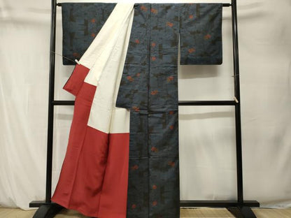 平和屋着物■本場大島紬　7マルキ　雲取り色紙花文　正絹　逸品　CABM1506ev
