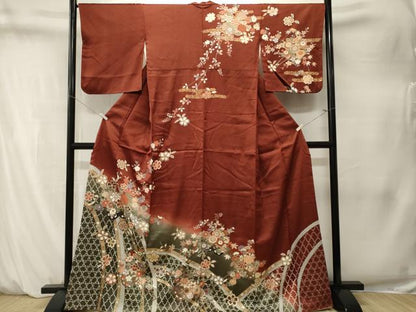 平和屋着物■訪問着　籬花車文　暈し染め　金彩　正絹　逸品　CABM1516ev