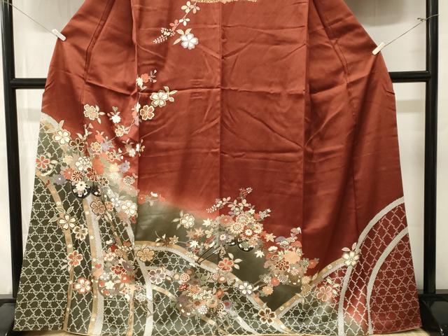 平和屋着物■訪問着　籬花車文　暈し染め　金彩　正絹　逸品　CABM1516ev