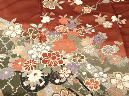 平和屋着物■訪問着　籬花車文　暈し染め　金彩　正絹　逸品　CABM1516ev