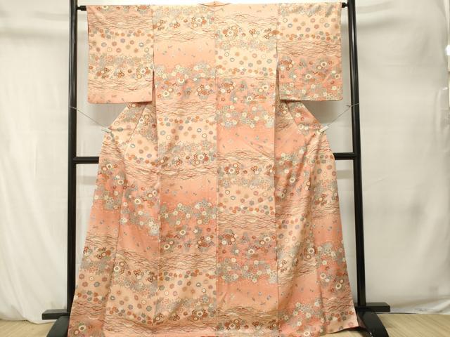 平和屋着物■上質な小紋　雪芝宝尽し花文　暈し染め　金彩　正絹　逸品　CABM1517ev