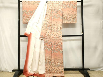 平和屋着物■上質な小紋　雪芝宝尽し花文　暈し染め　金彩　正絹　逸品　CABM1517ev