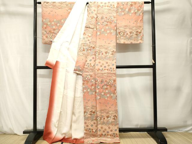 平和屋着物■上質な小紋　雪芝宝尽し花文　暈し染め　金彩　正絹　逸品　CABM1517ev