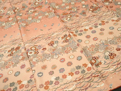 平和屋着物■上質な小紋　雪芝宝尽し花文　暈し染め　金彩　正絹　逸品　CABM1517ev