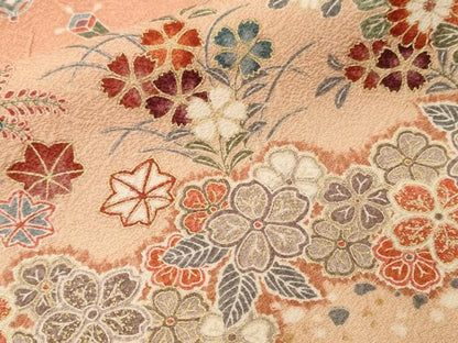 平和屋着物■上質な小紋　雪芝宝尽し花文　暈し染め　金彩　正絹　逸品　CABM1517ev