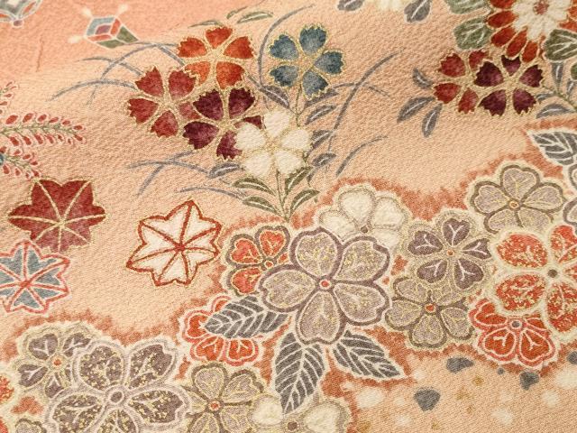 平和屋着物■上質な小紋　雪芝宝尽し花文　暈し染め　金彩　正絹　逸品　CABM1517ev