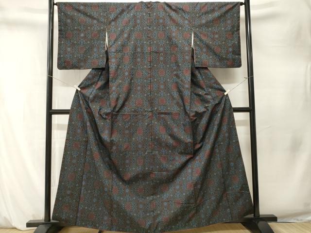 平和屋着物■本場大島紬　7マルキ　蜀江花文　正絹　逸品　CABM1522ev