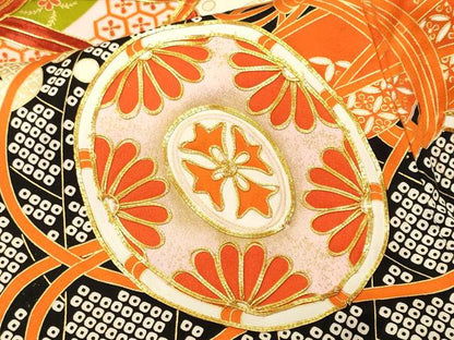 平和屋着物■豪華振袖　駒刺繍　立波鼓花文　金彩　正絹　逸品　CABM1523ev