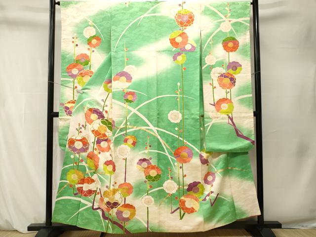 平和屋着物■豪華振袖　駒刺繍　槍梅文　暈し染め　金彩　正絹　逸品　CABM1524ev