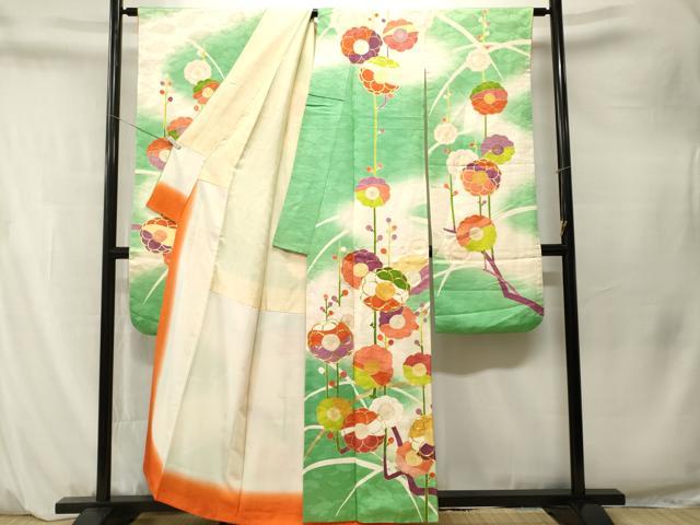 平和屋着物■豪華振袖　駒刺繍　槍梅文　暈し染め　金彩　正絹　逸品　CABM1524ev