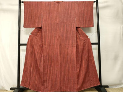 平和屋着物■上質な小紋　縞　黒地　鬼しぼ縮緬　正絹　逸品　CABM1525ev