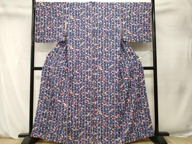 平和屋着物■上質な小紋　扇面笹竹梅文　正絹　逸品　CABM1530ev