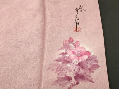 平和屋着物■二代目清次郎　手描き　小紋　作家物　霞文　暈し染め　鬼しぼ縮緬　反端付き　正絹　逸品　CABM1531ev