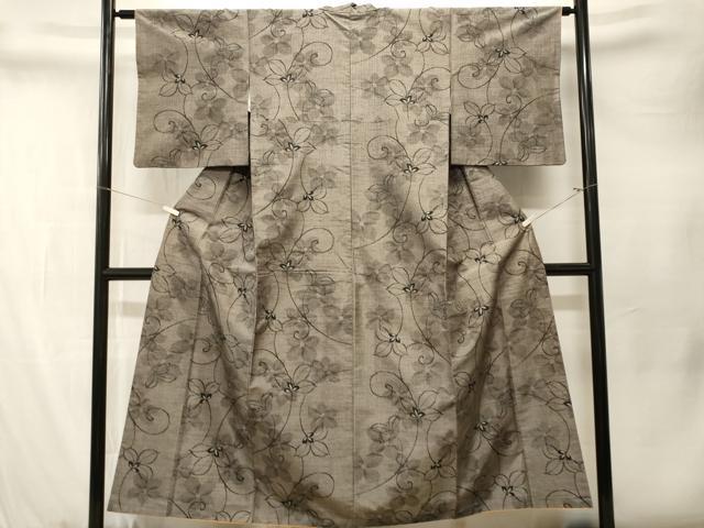平和屋着物■上質な紬　花唐草文　正絹　逸品　CABM1532ev