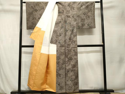 平和屋着物■上質な紬　花唐草文　正絹　逸品　CABM1532ev