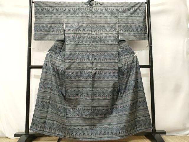 平和屋着物■本場大島紬　7マルキ　幾何学文　正絹　逸品　CABM1534ev