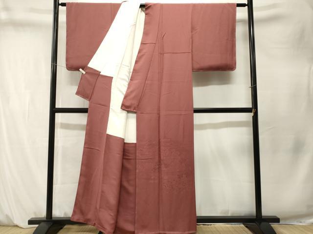 平和屋着物■上質な色無地　風景地紋　宗伝唐茶色　正絹　逸品　CABM1536ev