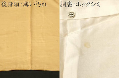 平和屋着物■上質な色無地　横段地紋　玉蜀黍色　正絹　逸品　CABM1538ev