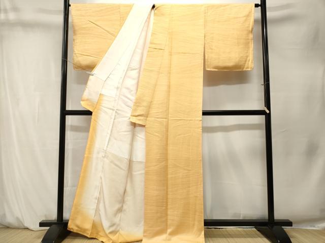 平和屋着物■上質な色無地　横段地紋　玉蜀黍色　正絹　逸品　CABM1538ev