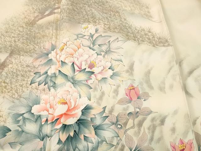 平和屋着物■訪問着　作家物　手描き　流水草花文　暈し染め　正絹　逸品　CABM1549ev