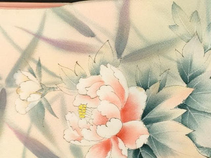 平和屋着物■訪問着　作家物　手描き　流水草花文　暈し染め　正絹　逸品　CABM1549ev