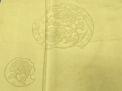 平和屋着物■中国三大刺繍　相良刺繍　総刺繍　訪問着　絵皿花文　枯草色　正絹　逸品　CABM1550ev