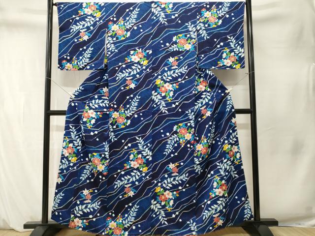 平和屋着物■上質な小紋　絞り　型染め　草花文　正絹　逸品　CABM1555ev