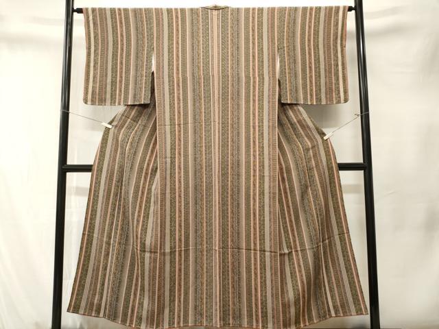 平和屋着物■上質な小紋　花間道　鬼しぼ縮緬　正絹　逸品　CABM1557ev