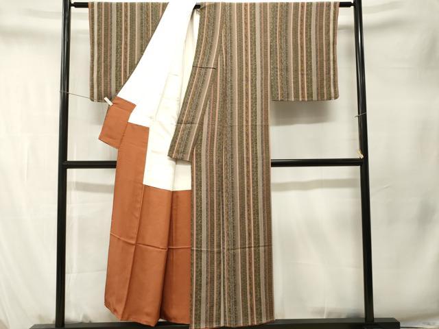 平和屋着物■上質な小紋　花間道　鬼しぼ縮緬　正絹　逸品　CABM1557ev