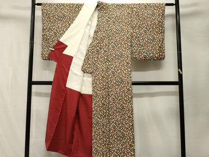 平和屋着物■上質な小紋　枝梅文　黒地　正絹　逸品　CABM1558ev