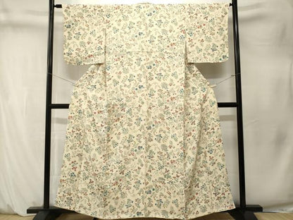 平和屋着物■上質な小紋　草花文　正絹　逸品　CABM1559ev
