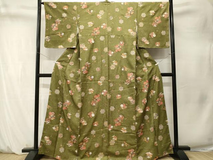 平和屋着物■上質な小紋　舞蝶飛鶴雪輪草花文　金彩　正絹　逸品　CABM1560ev