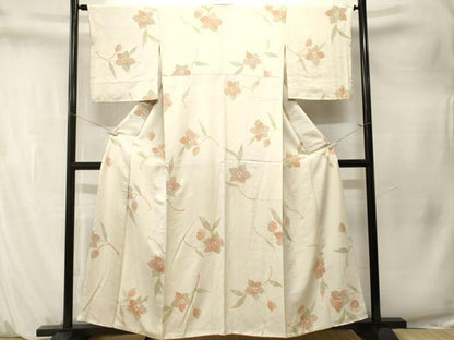 平和屋着物■上質な小紋　枝花文　正絹　逸品　CABM1566ev