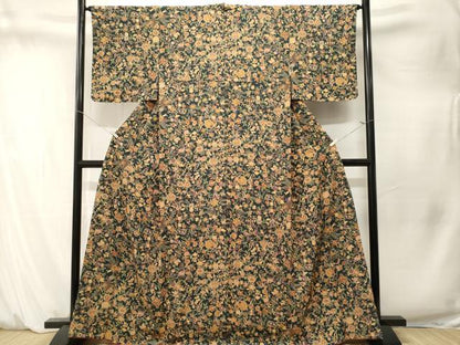 平和屋着物■上質な小紋　孔雀更紗枝花文　正絹　逸品　CABM1567ev