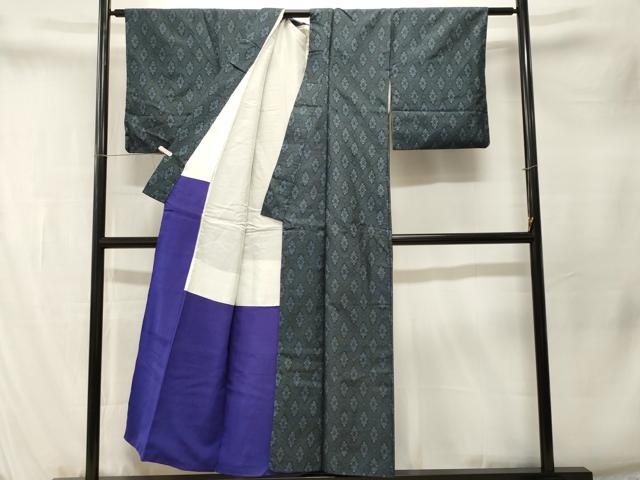 平和屋着物■本場大島紬　割り込み絣　幾何学花文　正絹　逸品　CABM1568ev